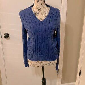 PoloPima  cotton cable knit blue sweater